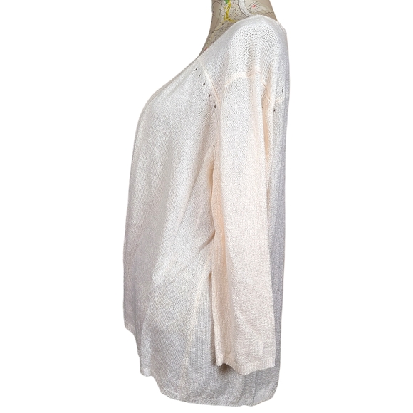 Investments ll Cream  Pointelle Knit Open Front Cardigan Sweater Size 1X - Picture 7 of 13